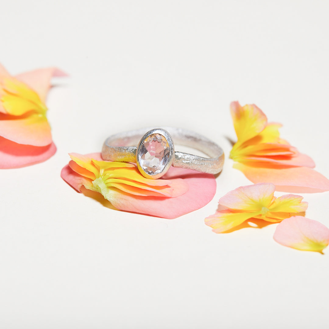 Bergkristall hochkant Ring 6x8mm