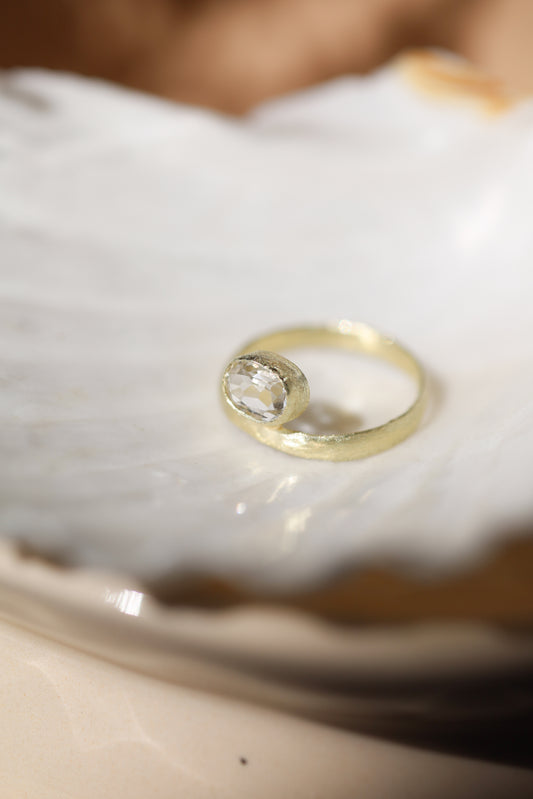 585er Echtgold Ring mit Bergkristall