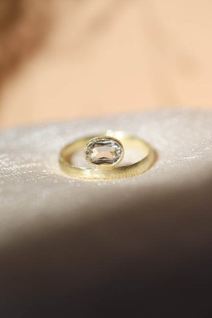 585er Echtgold Ring mit Bergkristall