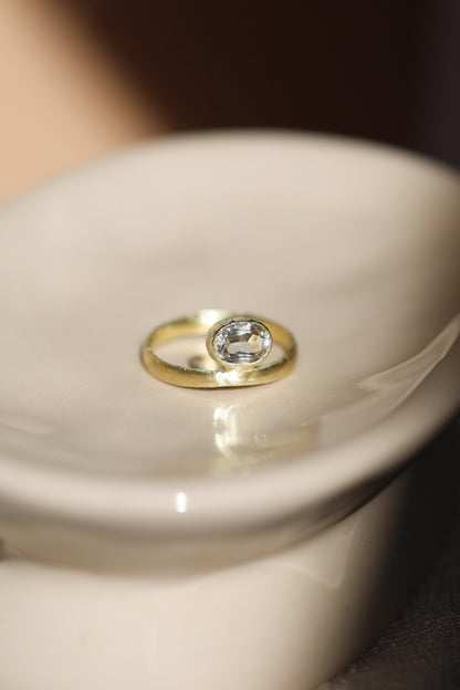 585er Echtgold Ring mit Bergkristall