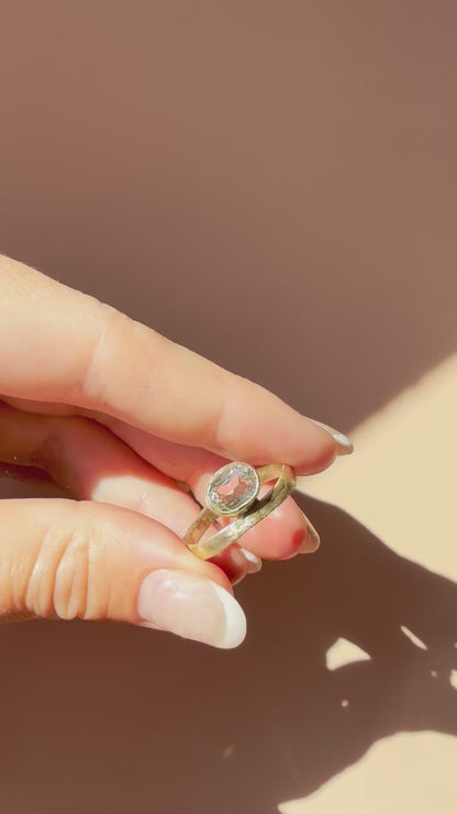 585er Echtgold Ring mit Bergkristall